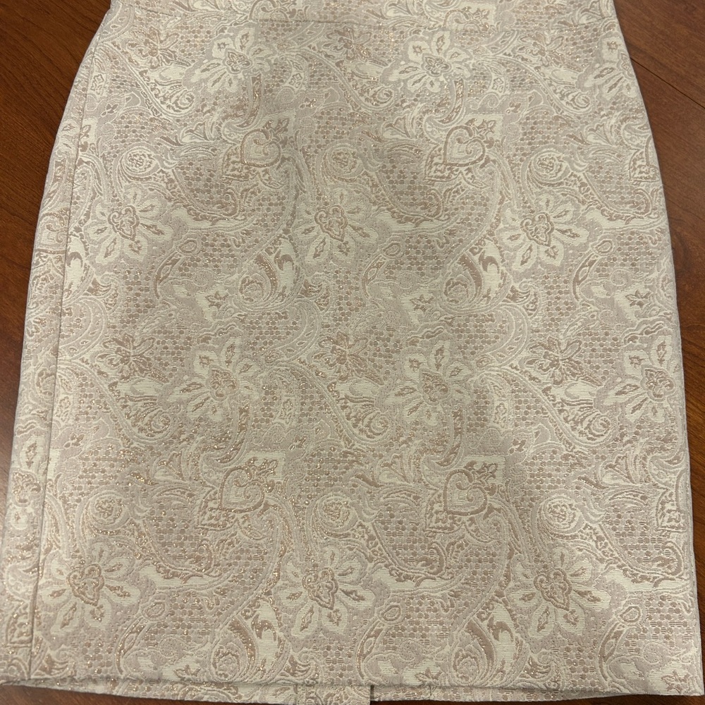J Crew Elegant Cream Paisley Pencil Skirt